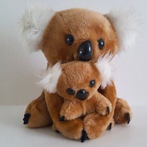 Koala Bear Mother and Joey Plush Stuffed Animal Vintage '70's